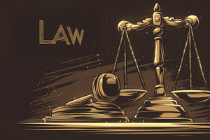 Golden scales of justice and gavel symbolizing law and fairness, an Illustration by AS photostudio