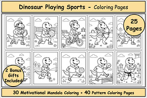 Dinosaur Sports Coloring Book, an Animal Illustration by Made By Ahmed
