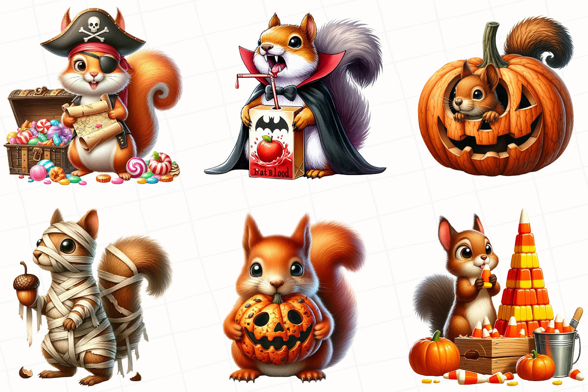 Halloween Squirrel Clipart, an Illustration by OK Design (Photo 5 of 5)