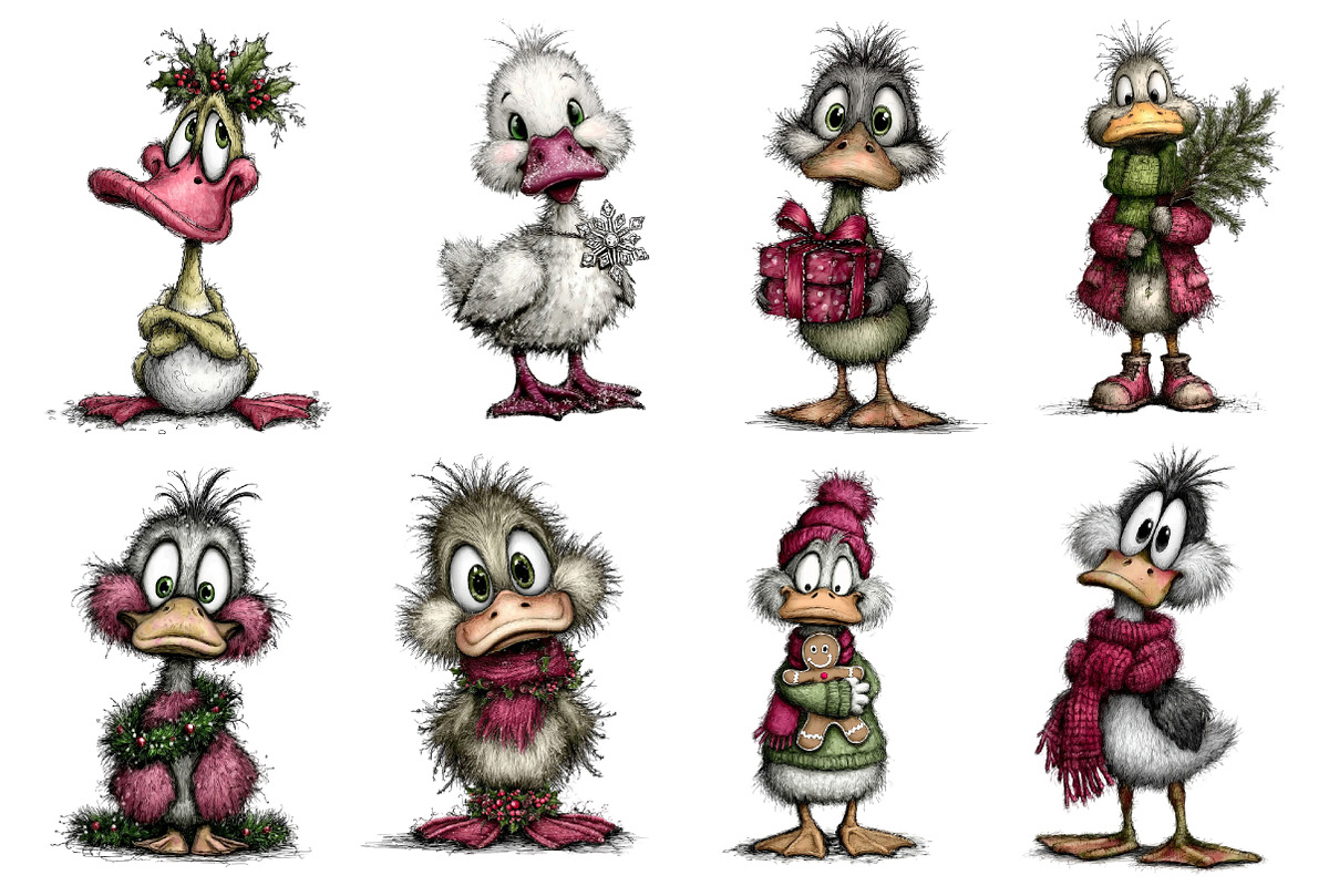 Christmas Whimsical Duck Clipart, an Illustration by Dream Creation (Photo 5 of 7)