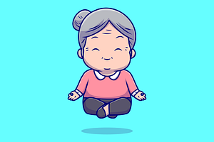 Cute Grandmother Meditation Yoga, a Person Illustration by Catalyst Labs