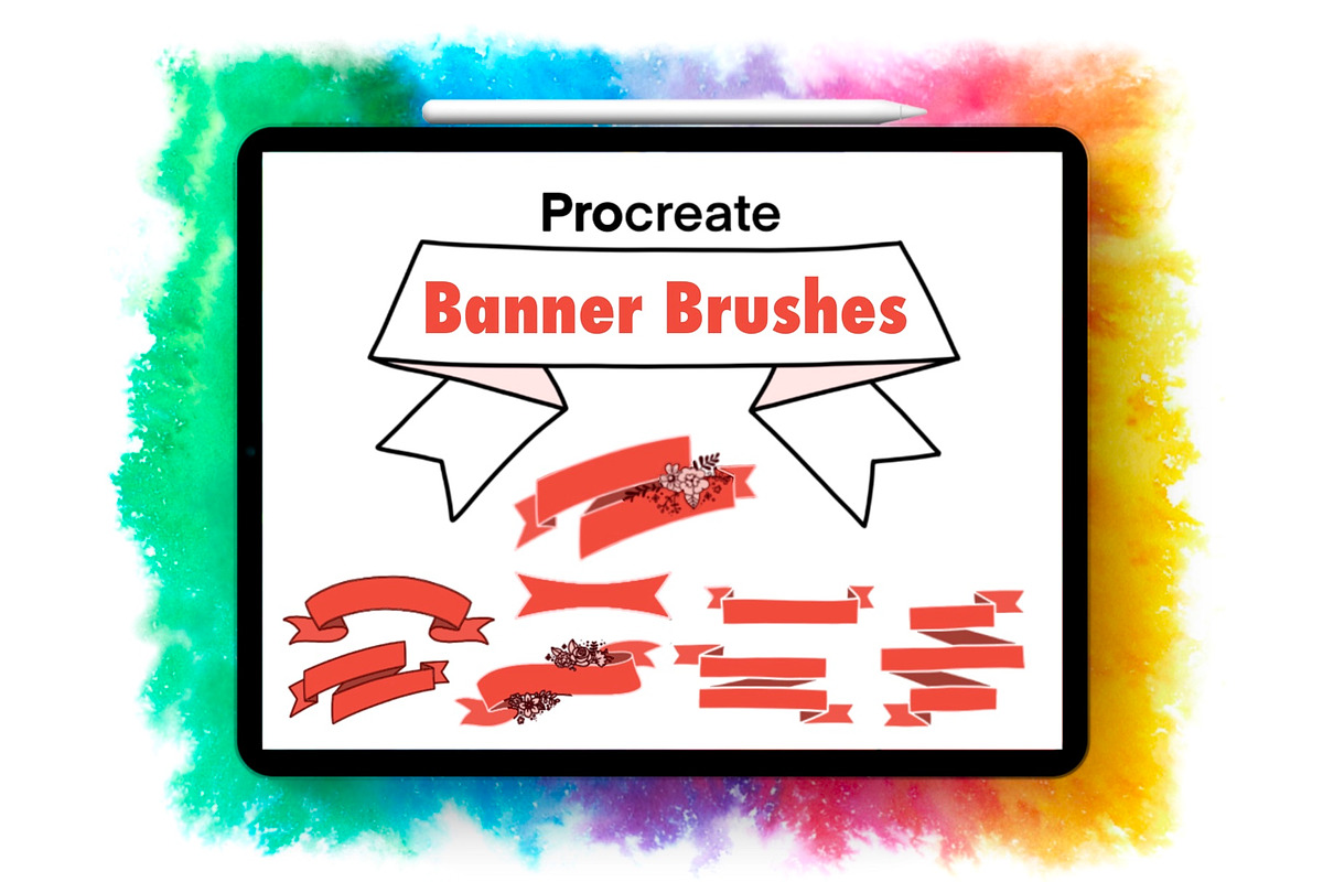 Procreate Banner Brushes, a Brush Add-On by buntegalerie (Photo 1 of 3)