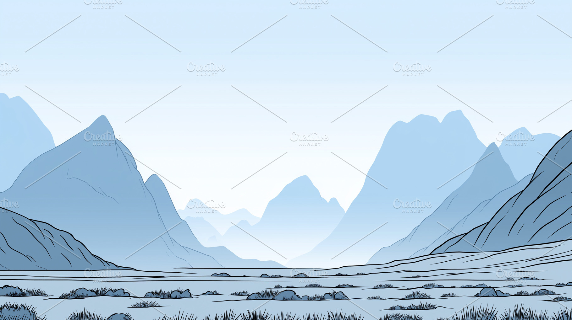 Scenic cartoon landscape with blue, a Nature Photo by MistyDay