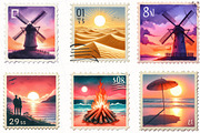 Summer Postage Stamp Clipart, an Illustration by OK Design (Thumbnail 5 of 5)