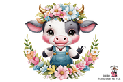 Floral Cow Clipart PNG Bundle, a Graphic by Clipart Bloom (Thumbnail 7 of 12)