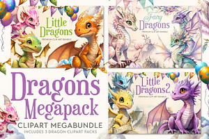 Dragon Clipart Megabundle