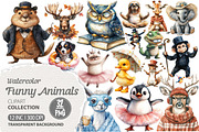 Watercolor Funny Animals Clipart, an Illustration by Dream Creation (Thumbnail 1 of 7)