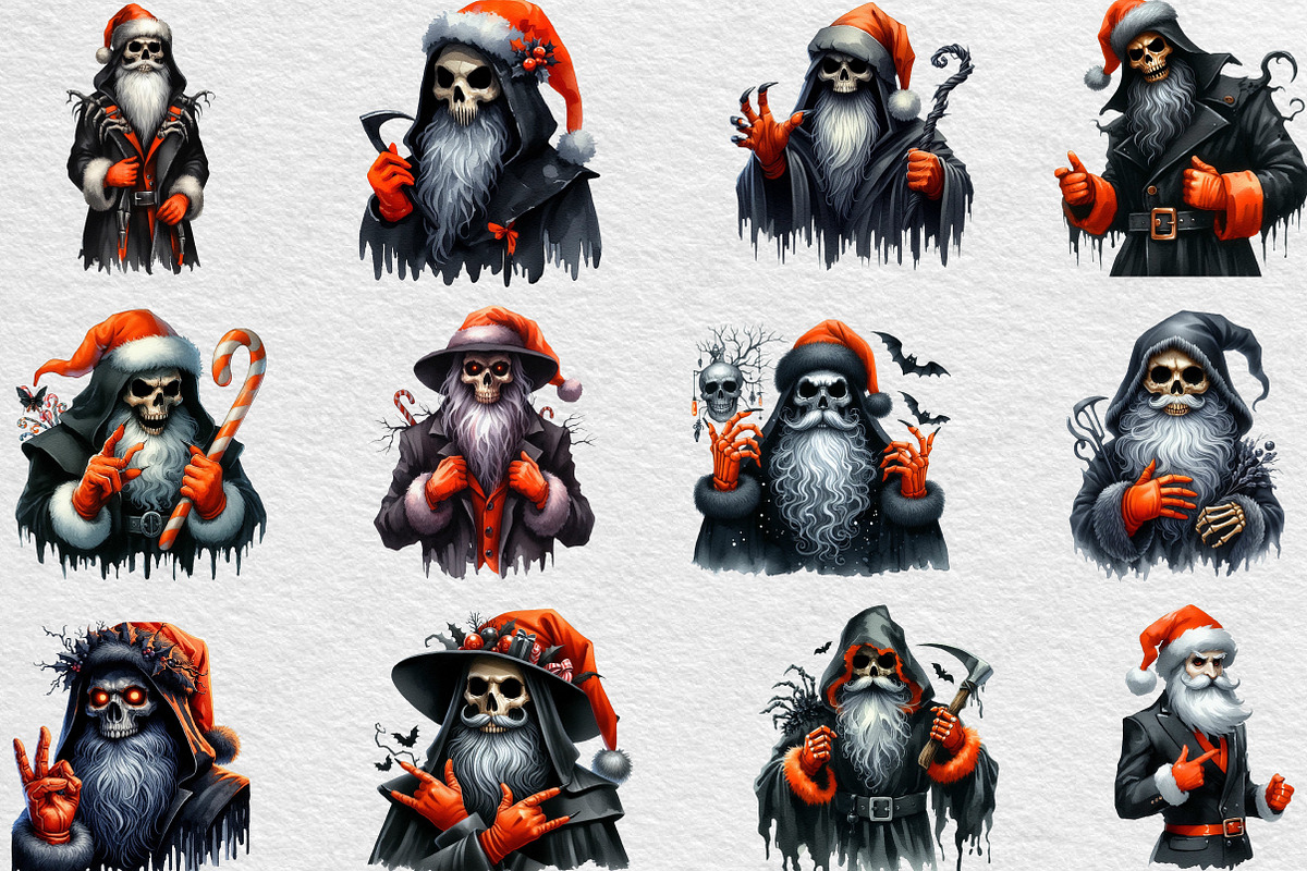 Spooky Santa Claus Clipart, an Illustration by Black Bird Studio (Photo 5 of 6)
