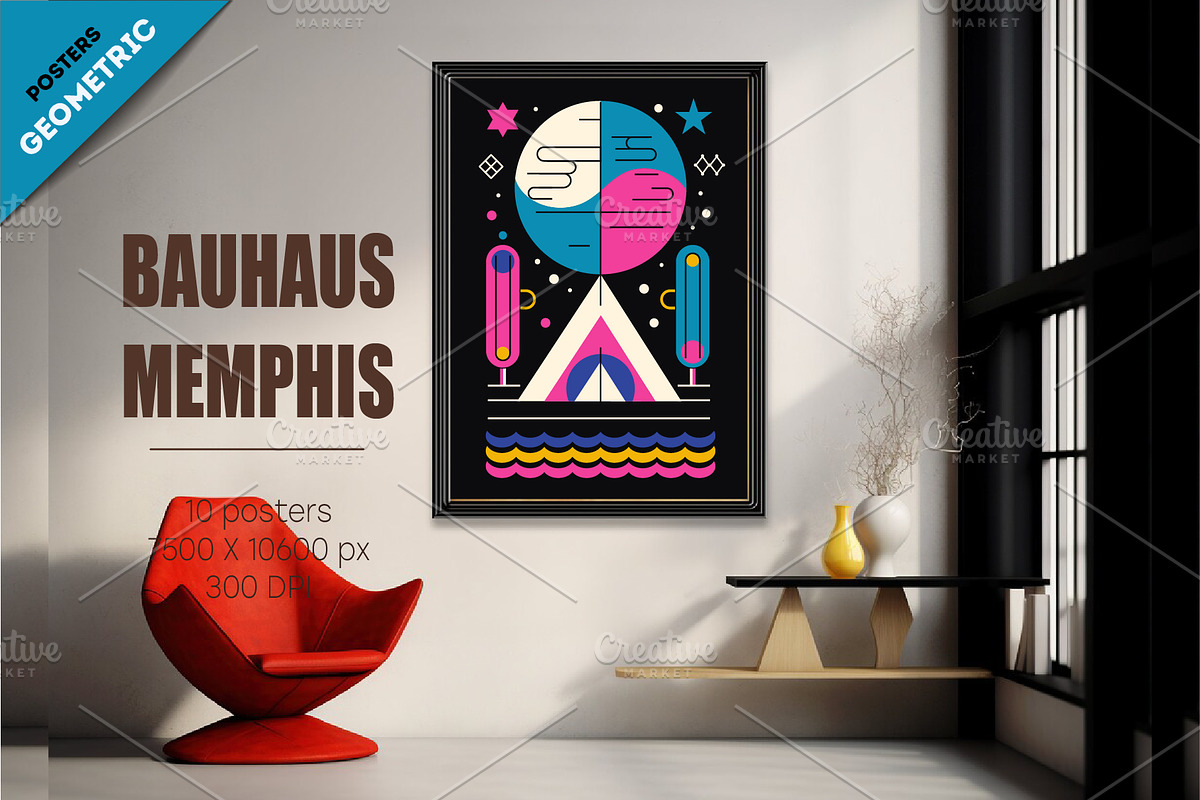 Abstract geometric Bauhaus,Memphis03, a Decorative Illustration by KENO Mascots (Photo 3 of 6)
