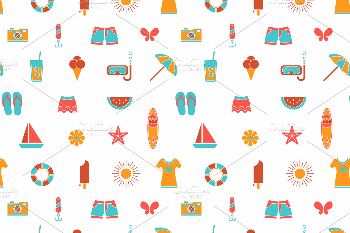 Summer vacation card and pattern, a Pattern Graphic by tetiana.svirska (Photo 3 of 7)