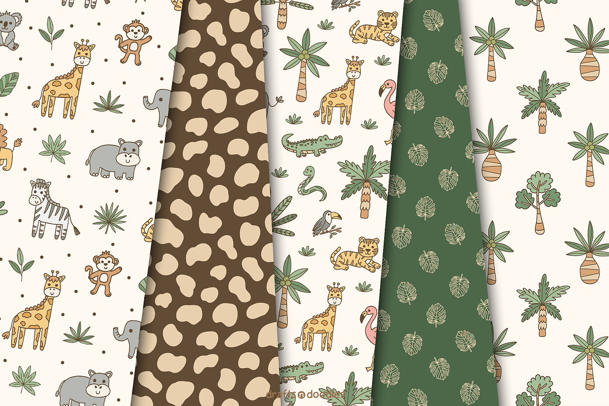 Jungle Safari Clipart and Patterns, a Pattern Graphic by Drafts n Doodles (Photo 5 of 12)