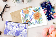 flowers and birds watercolor pattern, a Pattern Graphic by MitrushovaArt (Thumbnail 2 of 7)