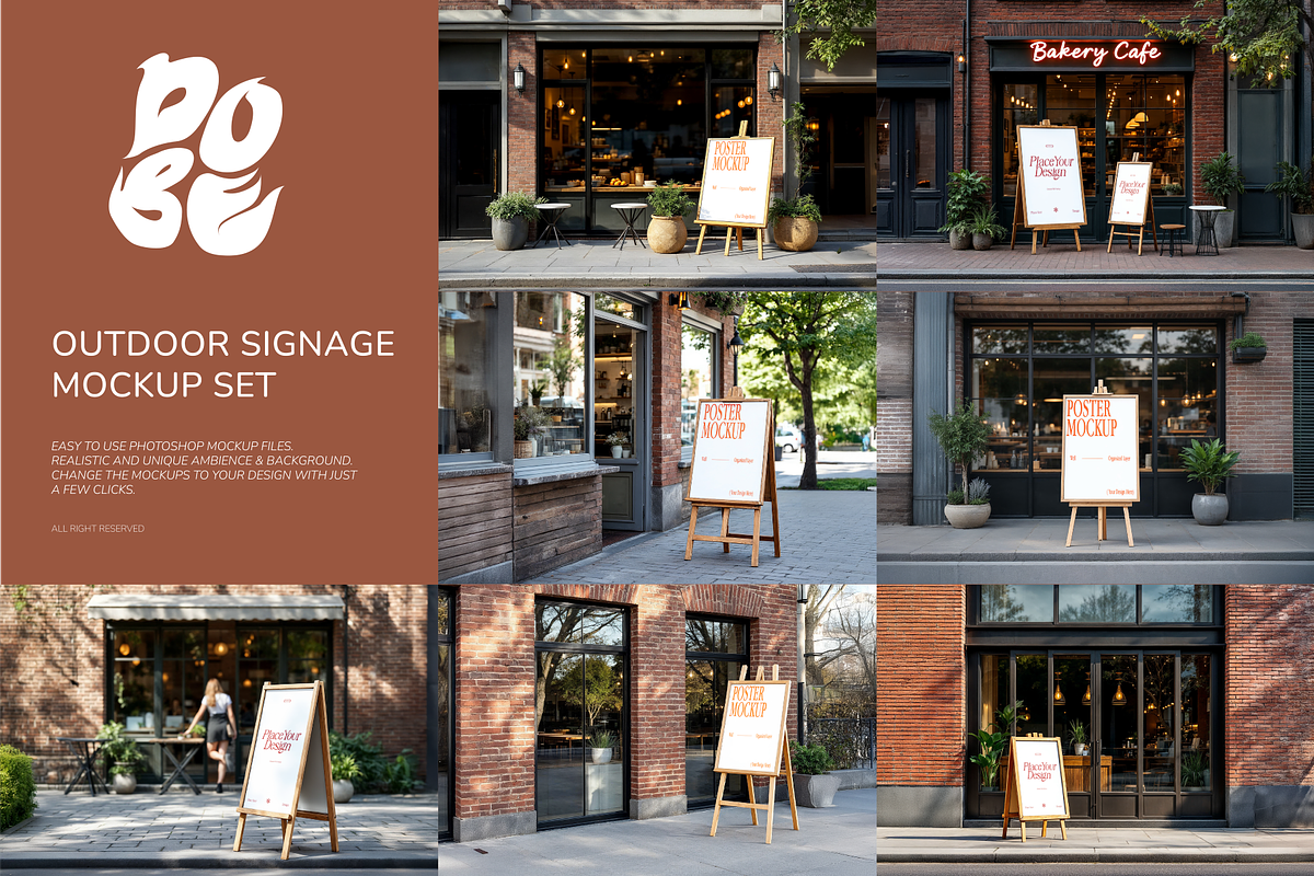 Outdoor Signage Mockup Set, a Household Mockup by DOBE Studio (Photo 1 of 8)
