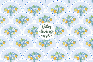 Lemon Scalloped Seamless Pattern