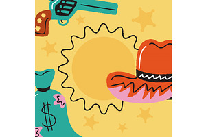 wild west frame doodle, an Object Illustration by studiogstock