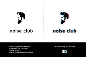 Noise Disco Club Logo Template