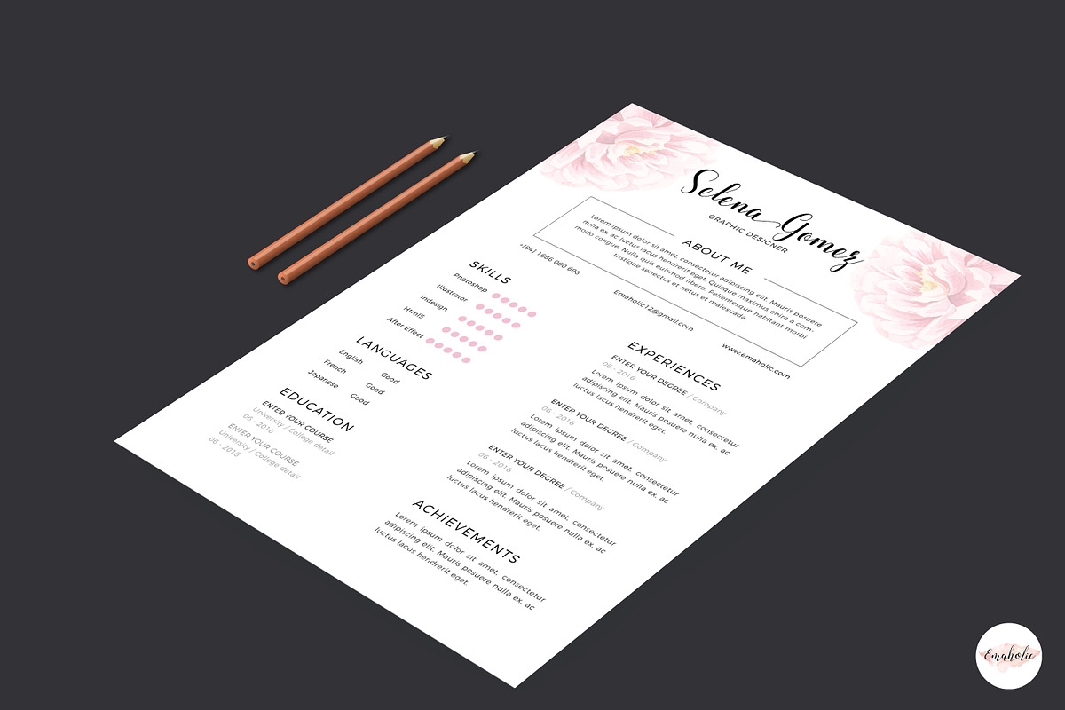 Elegant Floral Resume Template, a Resume Template by Emaholic Template (Photo 2 of 5)