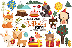 Woodland Animal Birthday Clipart