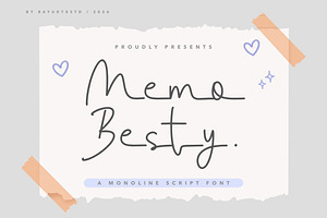 Memo Besty a Monoline Script Font