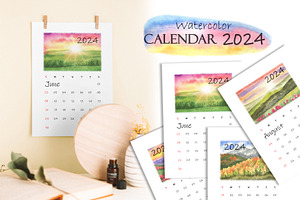 Watercolor Calendar 2024