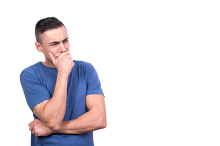 Portrait of a man thinking with a sad expression, a Background Photo by Iván Moreno STOCK PHOTO