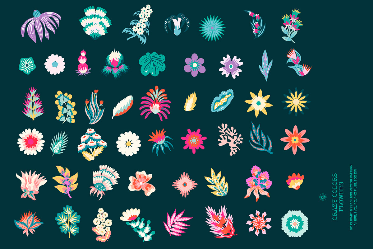 Crazy Colors Flowers, a Decorative Illustration by Bloomart Studio (Photo 3 of 8)