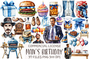 Man’s Birthday Clipart, an Illustration by OK Design (Thumbnail 1 of 5)