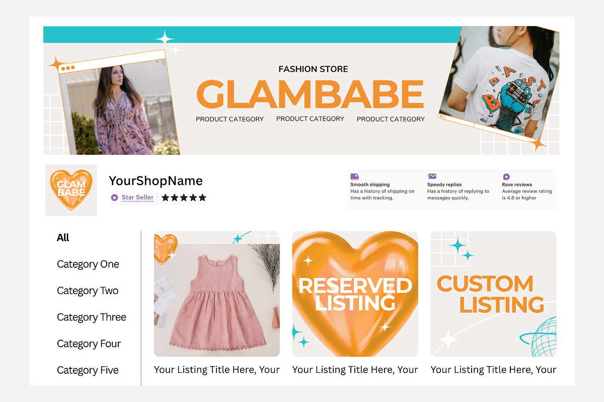 Y2k Etsy Shop Kit Template, a Branding & Logo Template by Anna Design Studio (Photo 7 of 8)