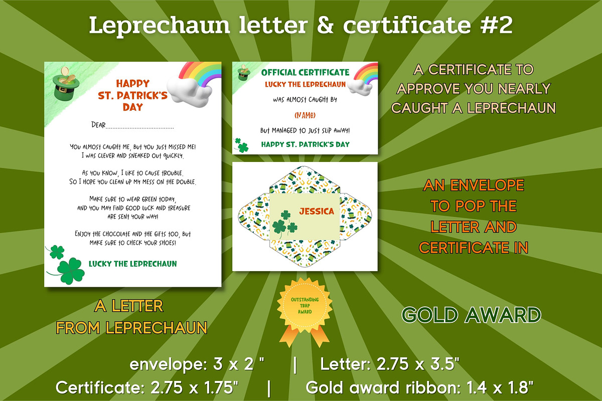 4 Leprechaun Letter&Certificate sets, a Print Template by Adalin Shop (Photo 4 of 8)