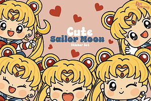 Cute Kawaii Sailor Moon Sticker Set