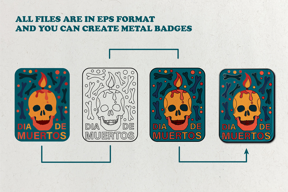 Stickers & pins Day of the Dead, a Texture Illustration by Onceli*art (Photo 4 of 5)