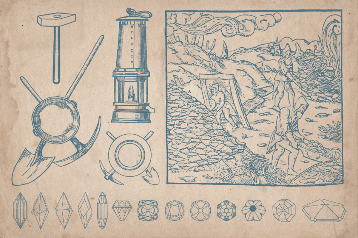 Crystals, Gems and Minerals, a Decorative Illustration by Mr Vintage (Photo 5 of 5)