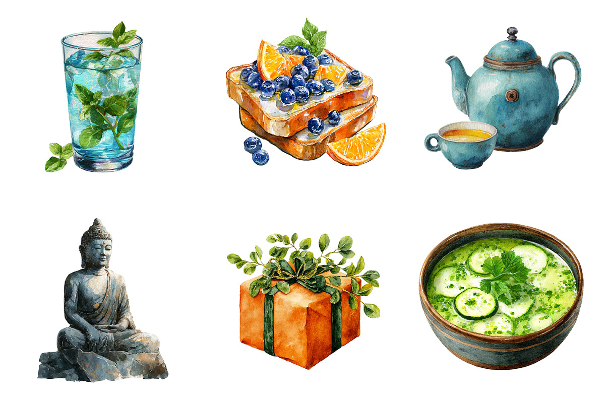 Watercolor Self Care Clipart, an Illustration by Design Market (Photo 2 of 3)