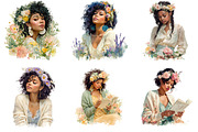 Black Woman Floral Clipart, an Illustration by DreamArtGraphic (Thumbnail 3 of 4)