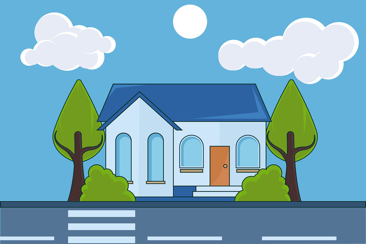 Residential Building landscaped, a Decorative Illustration by zyxroun shop (Photo 1 of 3)