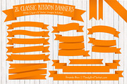 Orange Ribbon Banner Clipart, an Illustration by Amanda Ilkov (Thumbnail 1 of 4)