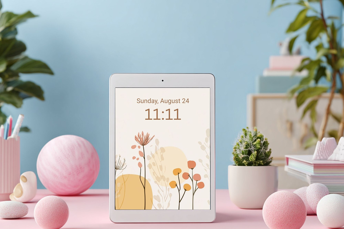Pastel Vase and  Plant Wallpaper Set, a Graphic by Kalindiprints (Photo 2 of 5)