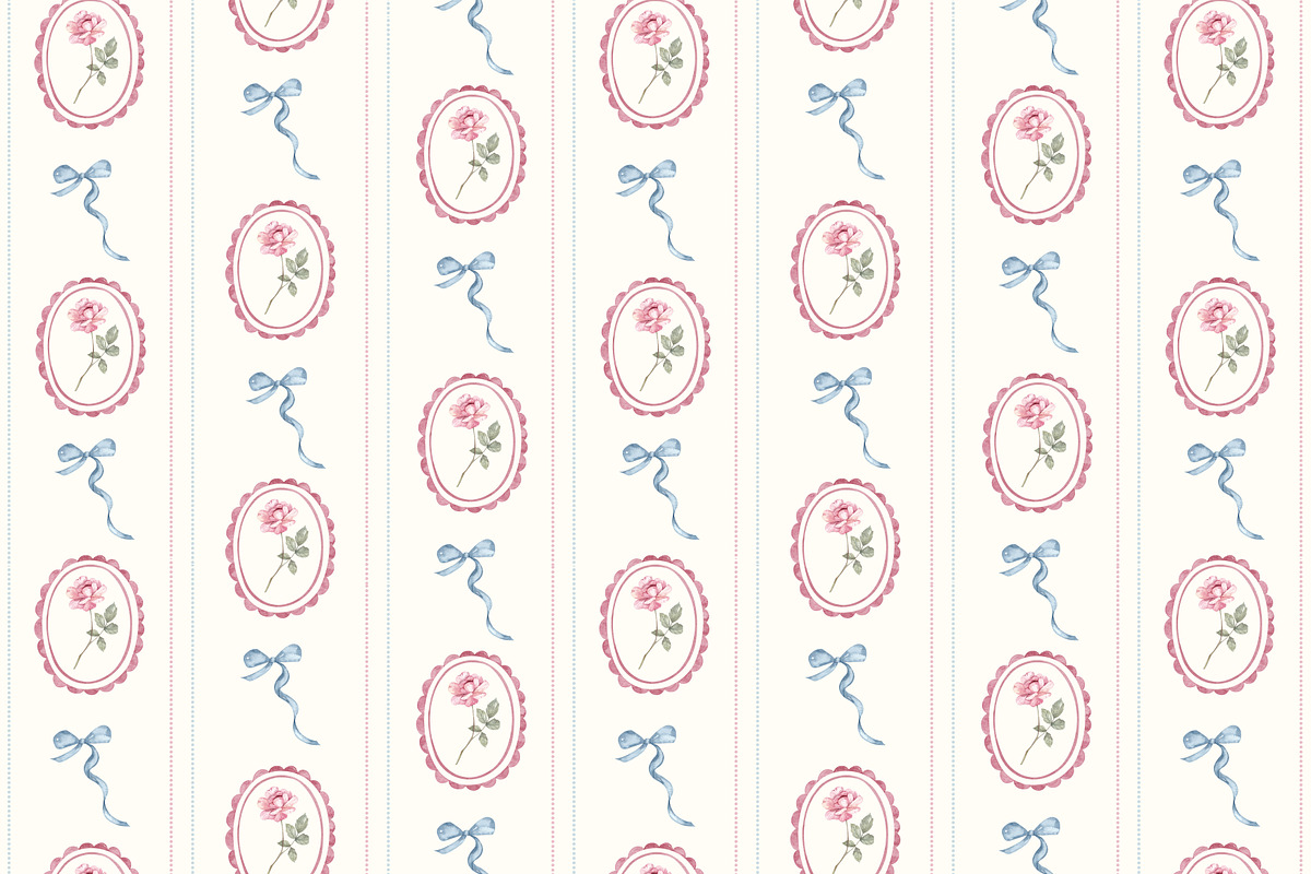 Bows and Roses. Vintage watercolor., a Decorative Illustration by Ooh Lily (Photo 10 of 14)