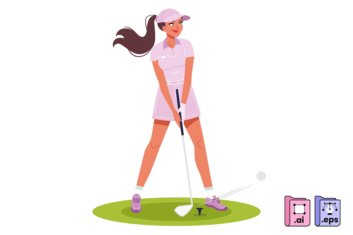 Female Golfer Vector, a Person Illustration by MISS CHATZ