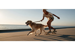 Joyful Woman Skateboarding With, a Sports & Recreation Photo by piter.goskov