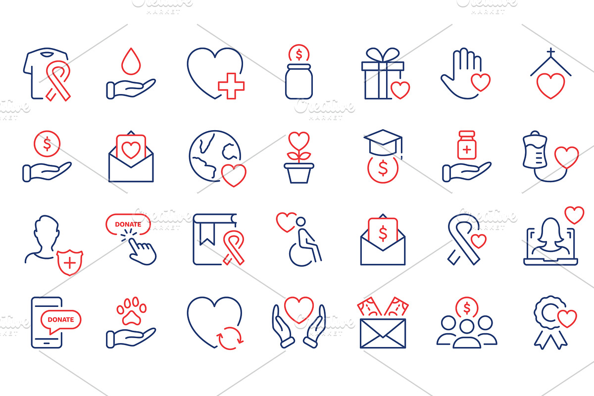 Charity Donate Hope and Love Icons, an Object Illustration by Vector Creator