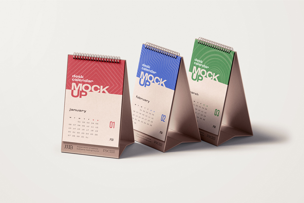 Vertical Desk Calendar Mockup Set, a Print Template by mockupatelier (Photo 6 of 11)