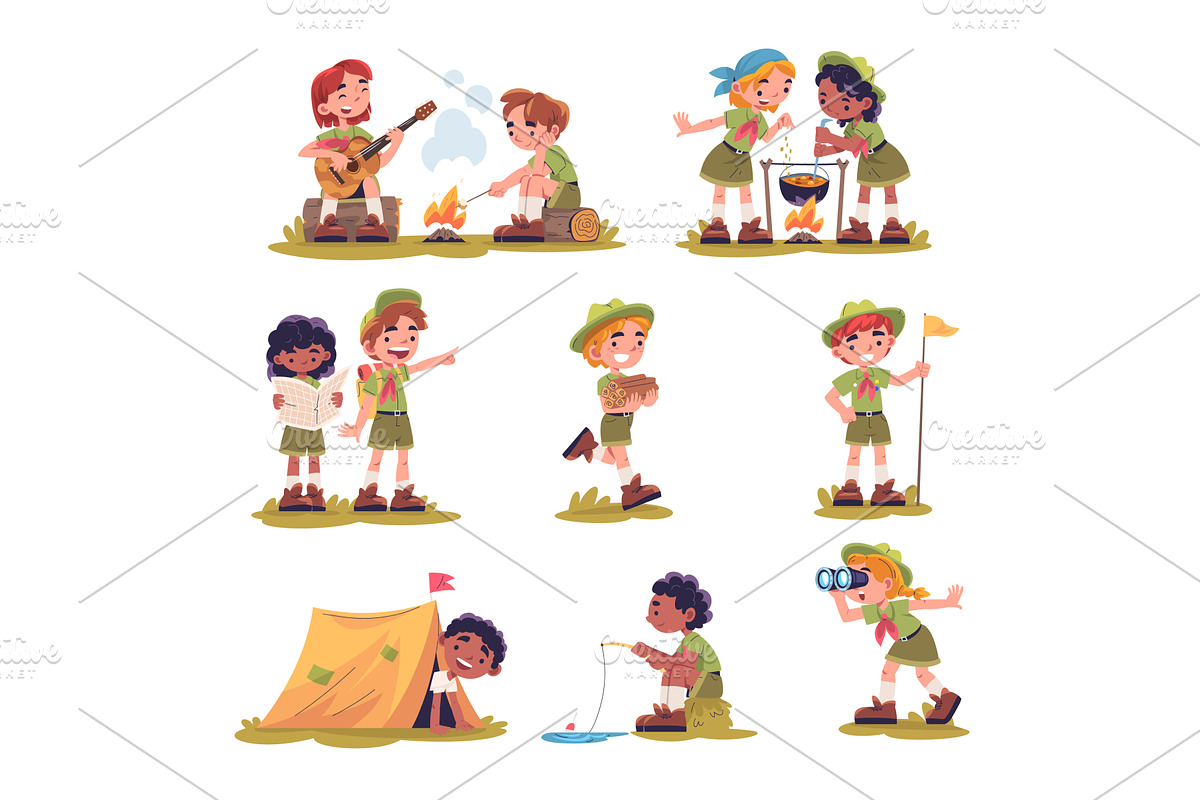 Kids scouts. Child scout cartoon, a Graphic by Stock-Smart-Start