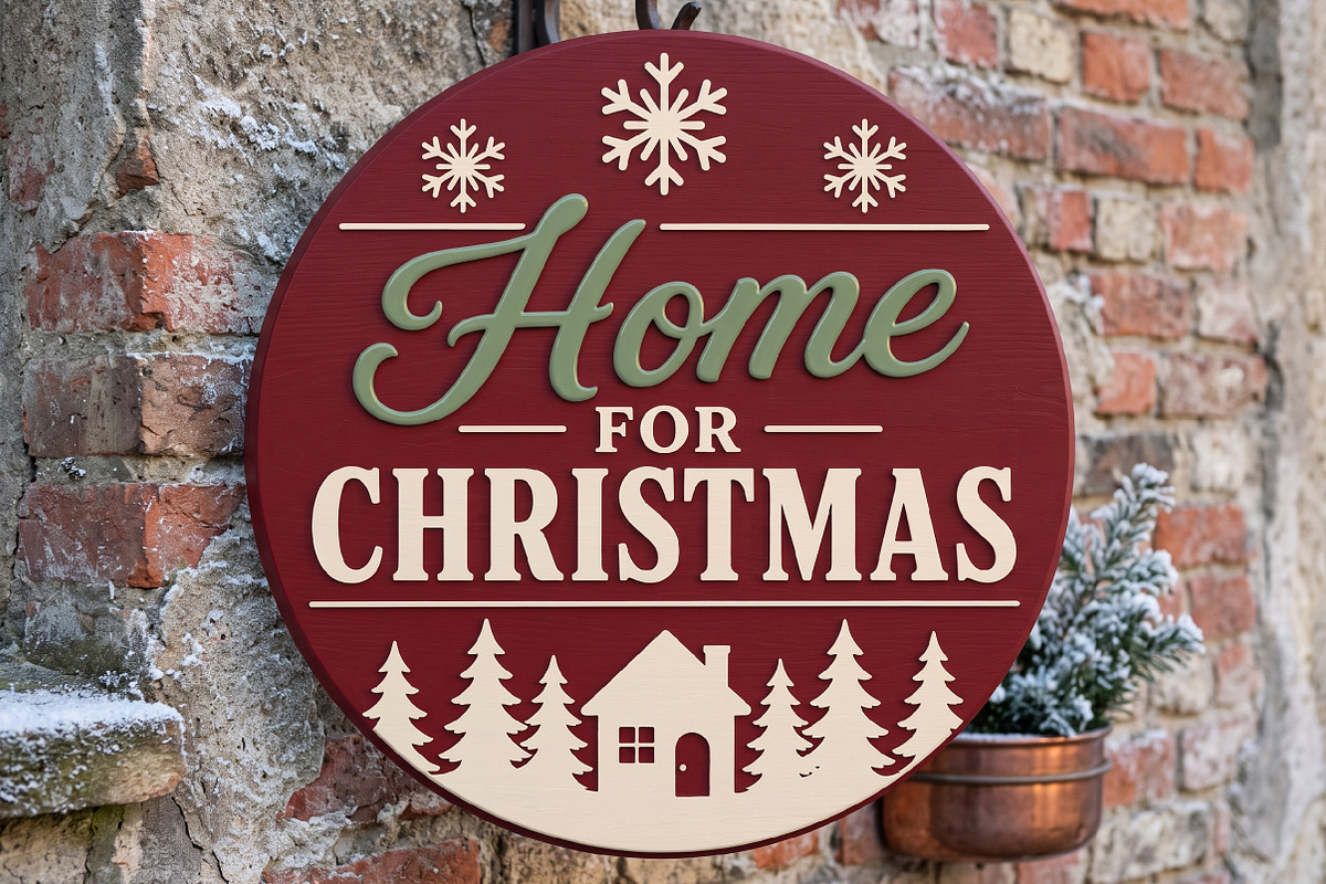 Home For Christmas Door Hanger SVG, an Object Graphic by Libby Wishes (Photo 2 of 4)