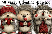 Funny Valentine Day Hedgehog Clipart, an Illustration by Sublimation Artist (Thumbnail 1 of 6)