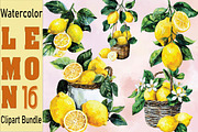 Watercolor Lemon Clipart, an Illustration by SVGArt (Thumbnail 1 of 4)