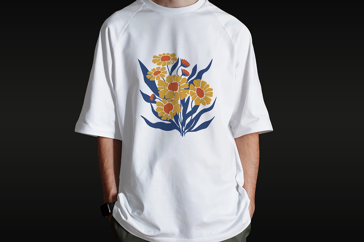 Retro Floral T-Shirt Design, an Object Illustration by Ahluva Studio (Photo 4 of 6)