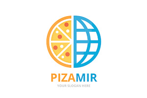 Vector Pizza And Planet Logo