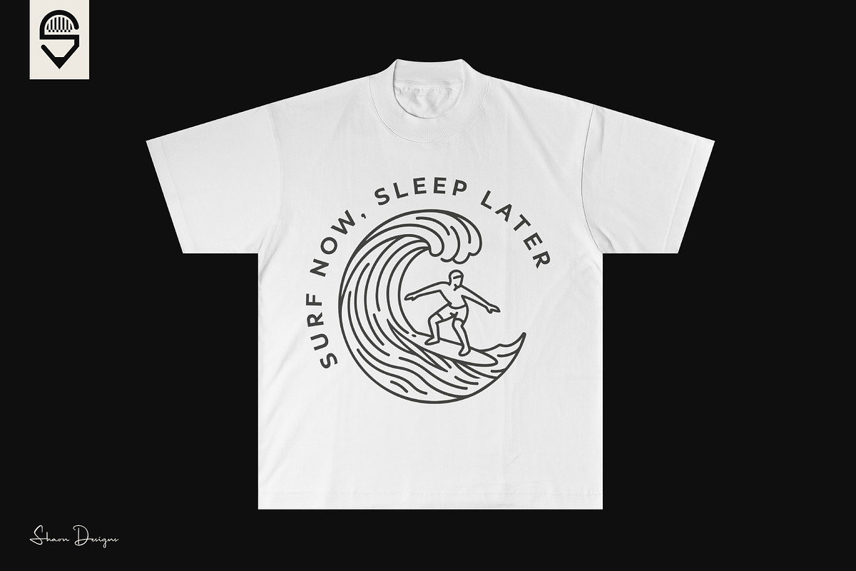 Surfer wave line art design, a Graphic by shaondesigns (Photo 2 of 4)