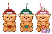 Christmas Bearista Cup Trio, an Animal Illustration by MISS CHATZ (Thumbnail 3 of 3)